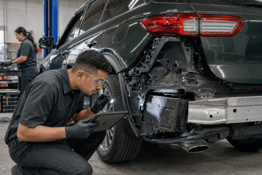 Realistic image illustrating hidden collision damage reduce for Inland Empire Autobody & Paint